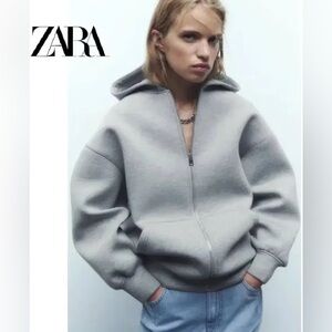 NWOT Zara Neoprene Effect Full Zip Jacket in Grey 8073/221 size M